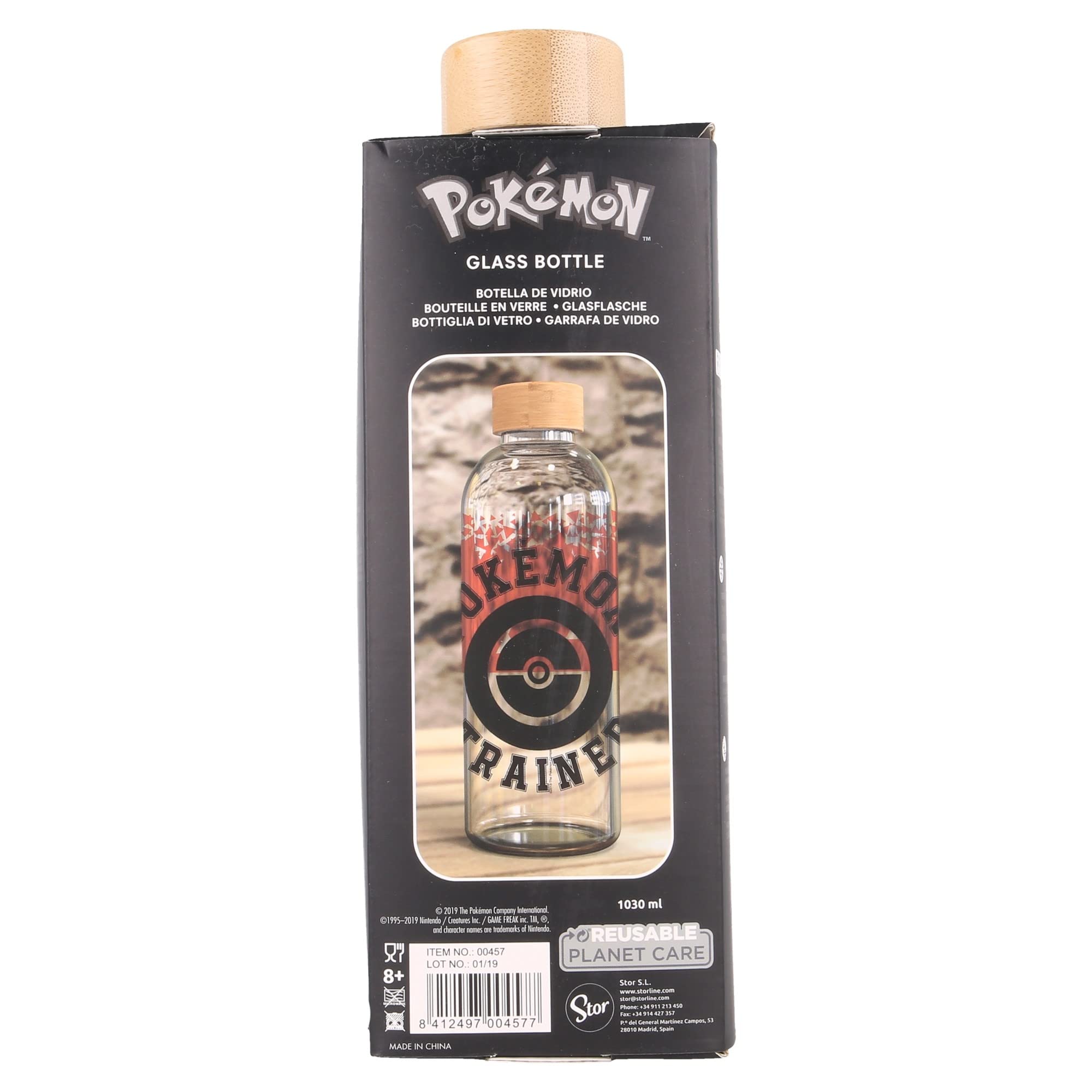 Stor8412497004577vidrio Botella, 1030 Ml Capacidad, PokéMon DistorsióN Stor8412497004577vidrio Botella, 1030 Ml Capacidad, PokéMon DistorsióN